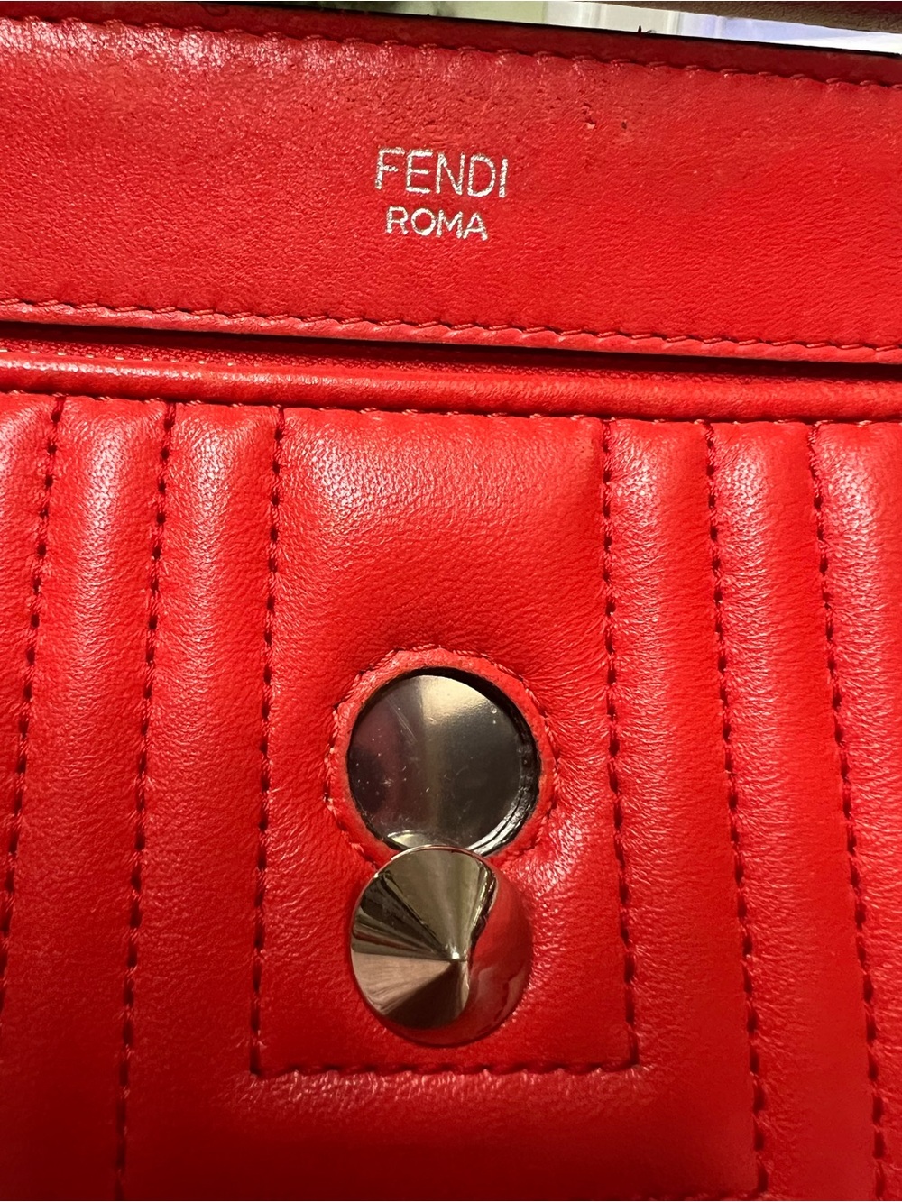 Fendi DotCom Click Small Red Quilted Leather Shoulder Bag - Picture 8 of 16